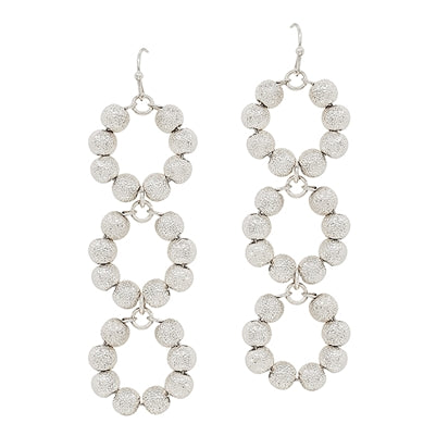 E412 - Beaded Triple Drop - Silver