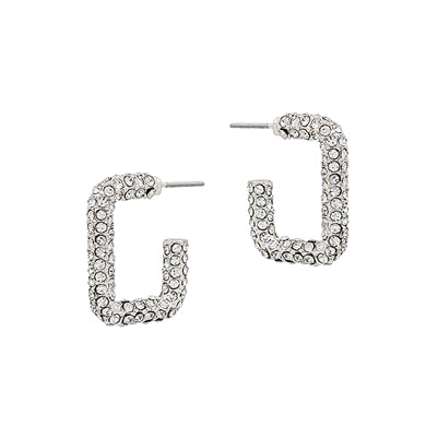 Rhinestone Rectangle Earring - Silver