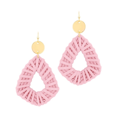 E404 - Raffia Geometric Dangle - Pink