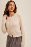 Eyelash Button Down Cardigan - Ballet Pink