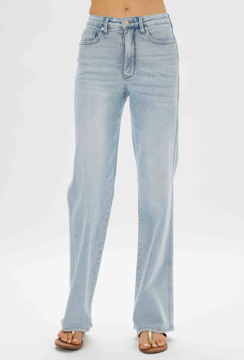 JB88794 High Waist Washed Straight Jean - Med.