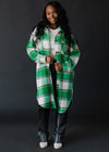 Long Plaid Flannel Coat - Green/Tan