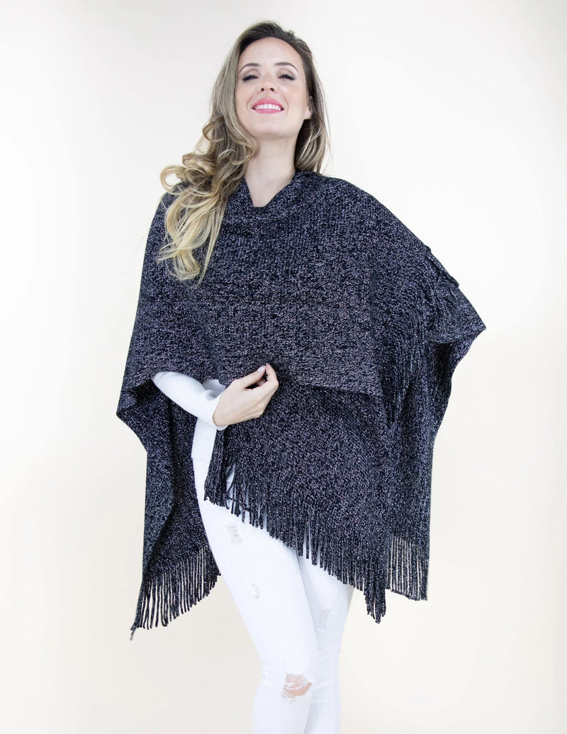 Sparkle Ruana Wrap - Black