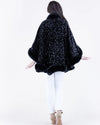 Sequin Faux Fur Cape - Black