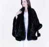 Sequin Faux Fur Cape - Black