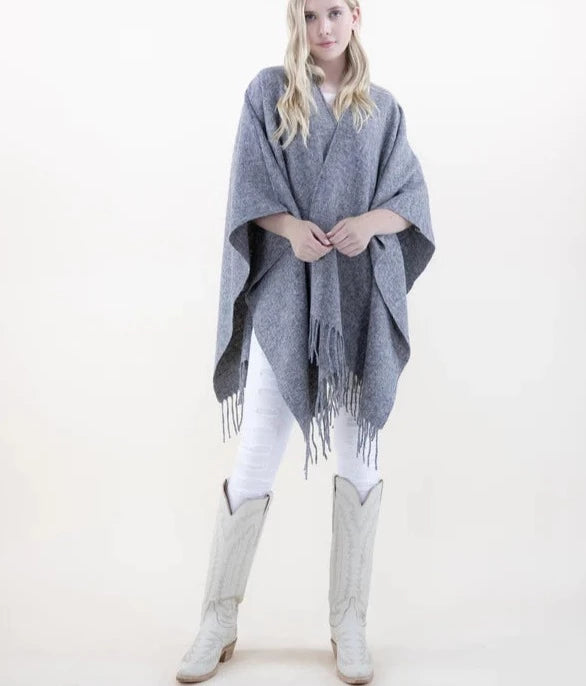 Heather Knit Wrap - Grey