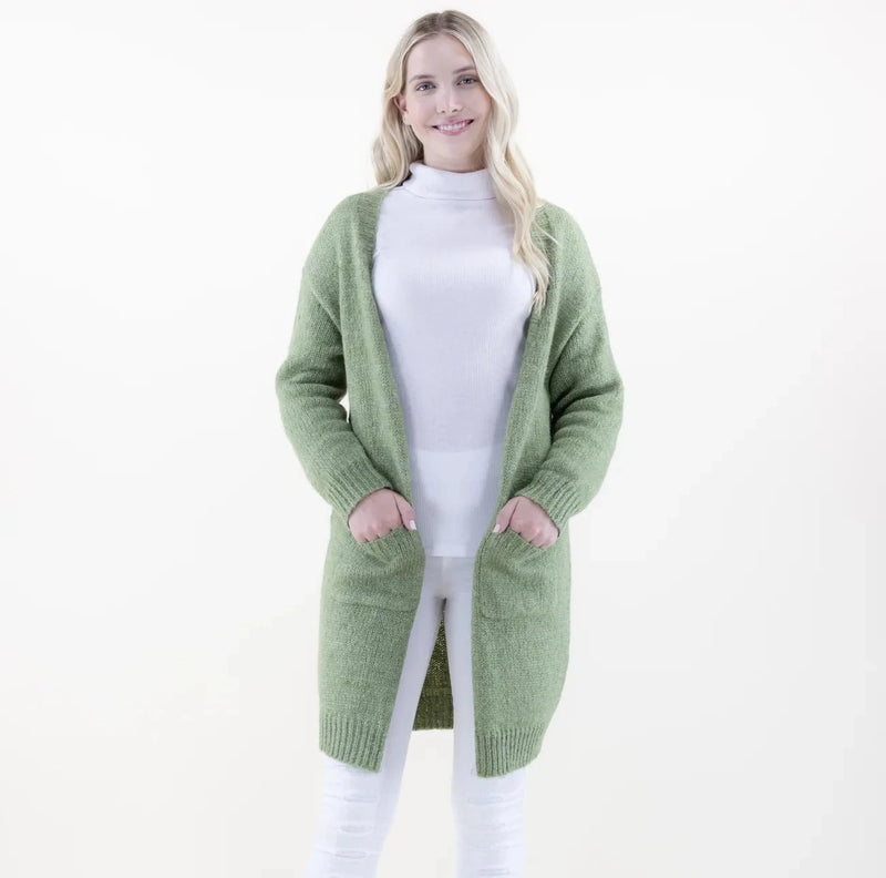 Front Pocket Cozy Cardigan - Sage