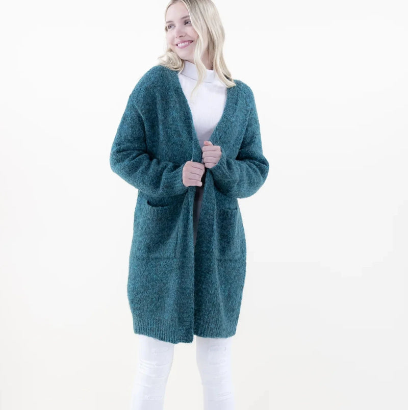 Front Pocket Cozy Cardigan - Teal