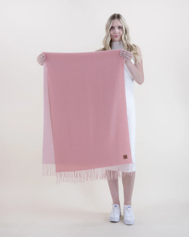 Two Tone Solid Wrap Scarf - Pink