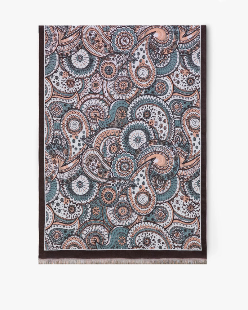 Paisley Overlap Scarf - Brown