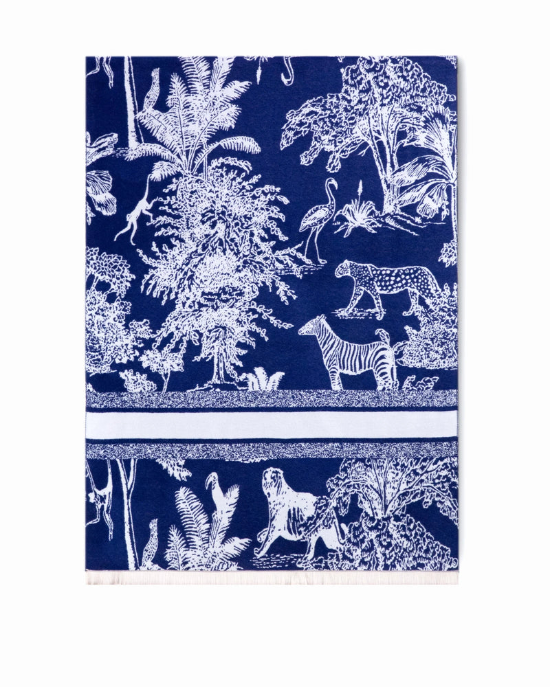 Safari Animal Scarf - Navy