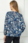 Flowy Fit Pleat Top - Blue Multi