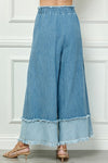 Fringe Detail Wide Leg Pant - Med. Denim