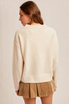 Front Slit Crew Neck Sweater - Ivory