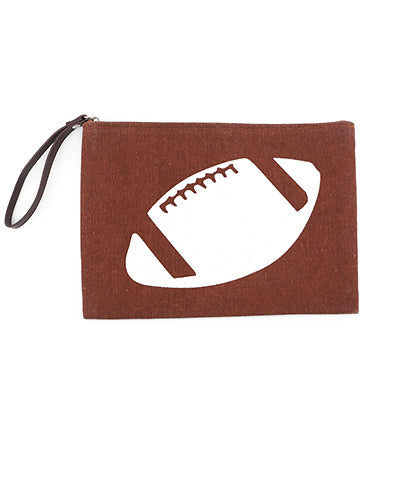Football Zip Pouch - Brown