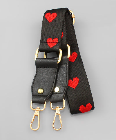 Red Heart Purse Strap - Black