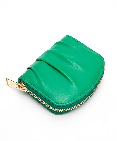 Leatherette Zip Closure Wallet - Green