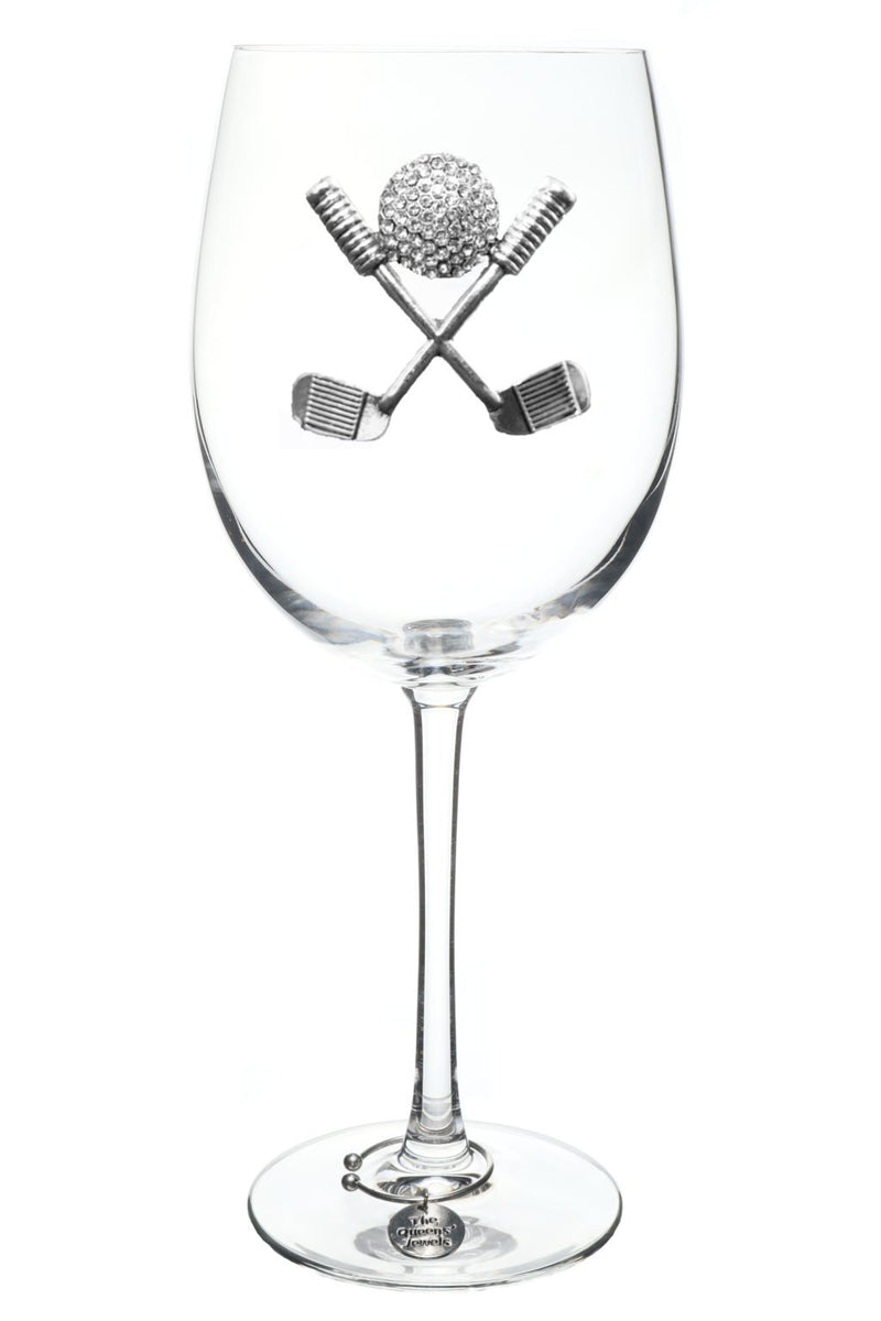 QJ Stemmed Wine Glass - Golf Cubs and Ball