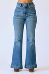 Petite - HW Flare Double Button Jean -  Med