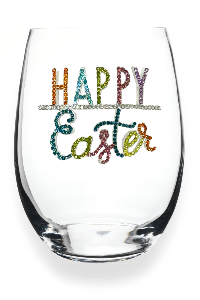 QJ Stemless Wine Glass - Happy Easter