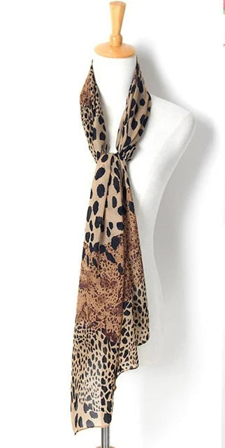 Leopard Print Patchwork Scarf - Coffee