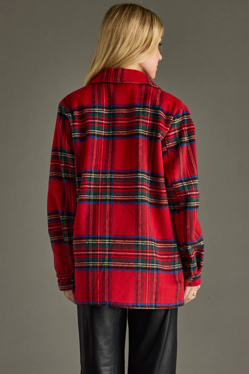 Holiday Spirit Plaid Shacket - Red