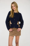 Horses Button-Down Cardigan - Navy
