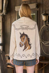 Horse Open Front Knit Cardigan - Ivory
