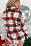 Festive Plaid Button-Down Shacket - Red/Green