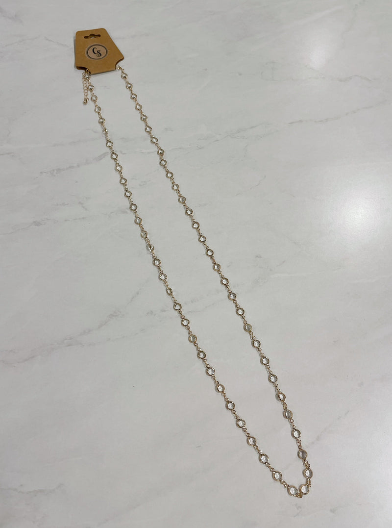 N062 - Clear Crystal Gold Chain