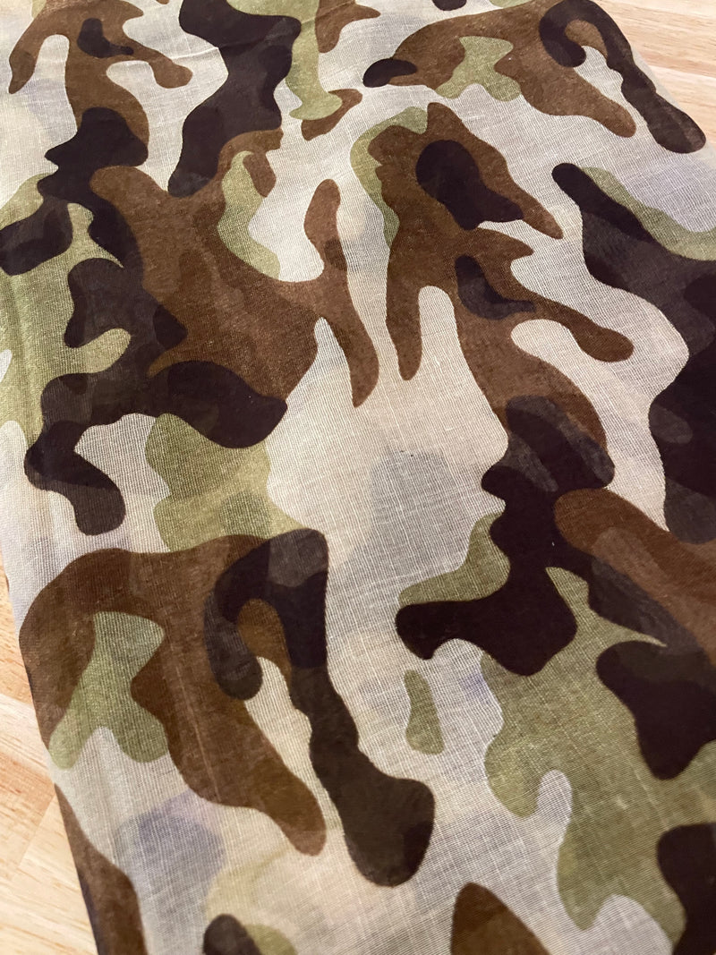 Camouflage Print Scarf - Army Green/Brown