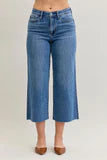 JB82684 HW Wide Crop Raw Edge Jean - Med
