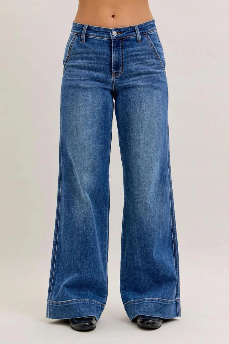 JB82674 MR Trouser Retro Wide Jean - Dk. Denim