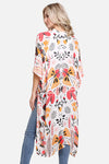 Butterfly Floral Print Kimono - White Multi