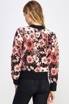 Contrast Accent Flower Jacquard Sweater - Black