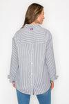 Jasmine Pinstripe Button Top - Black