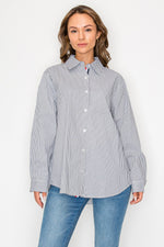 Jasmine Pinstripe Button Top - Black