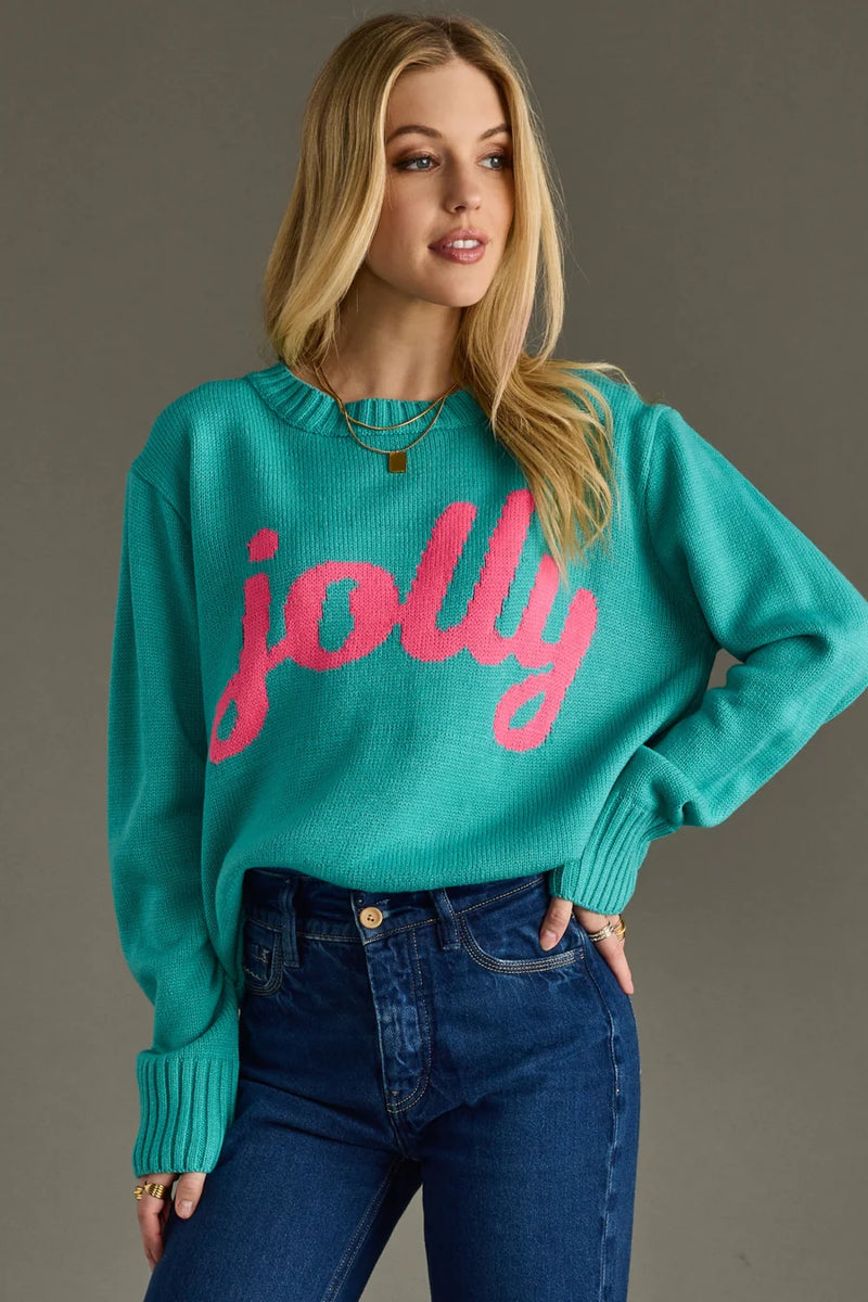 Jolly Crew Neck Sweater - Aqua Blue