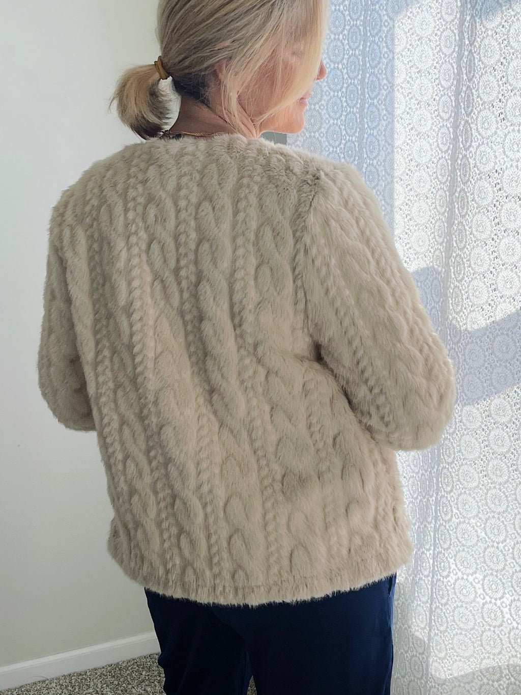 Joshua Faux Fur Pattern Jacket - Beige