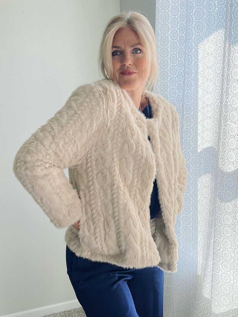 Joshua Faux Fur Pattern Jacket - Beige
