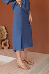 Kamari Crepe Knit Slit Skirt - Periwinkle