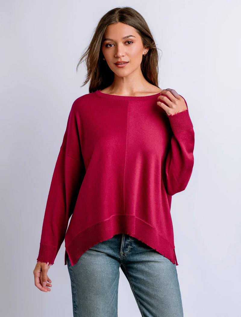 Lawson Distressed Hem Sweater - Holly Berry