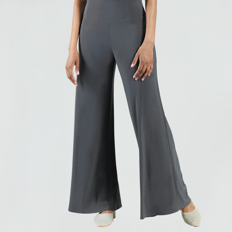 Signature Long Palazzo Pant - Charcoal