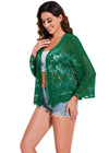 Embroidered Lace Tie Cardigan - Emerald