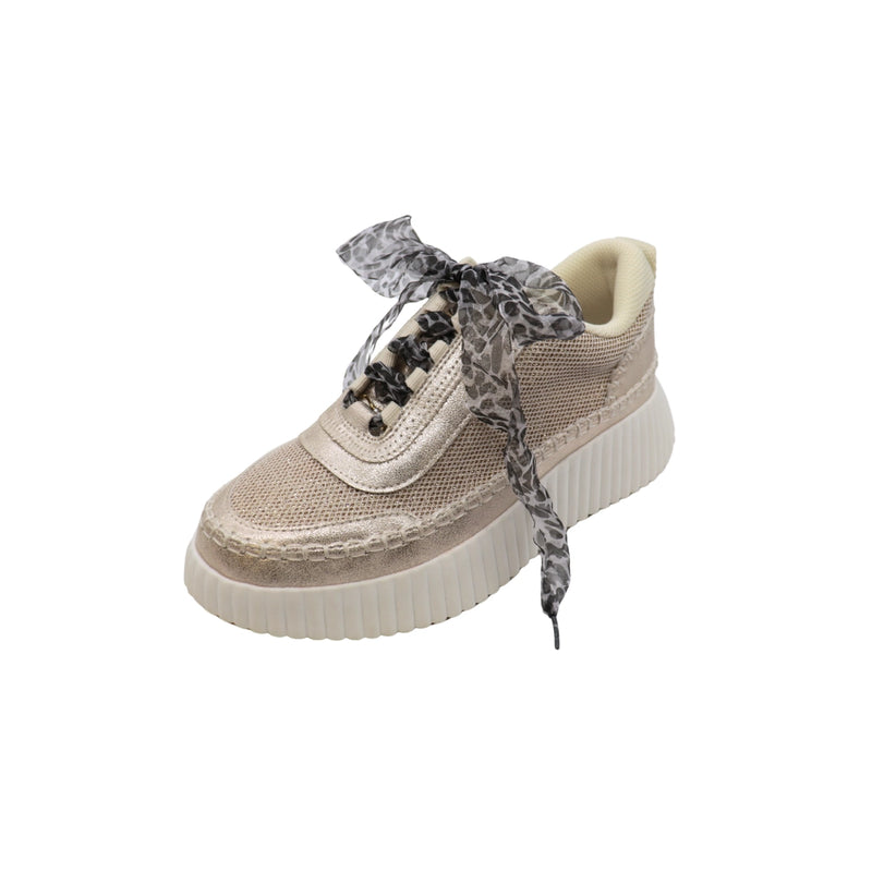 Wide Ribbon Organza Shoelaces - Grey Leopard
