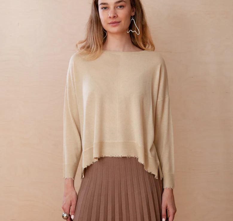 Lawson Distressed Hem Sweater - Antique White