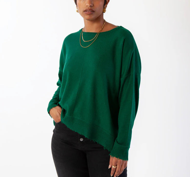 Lawson Distressed Hem Sweater - Emerald