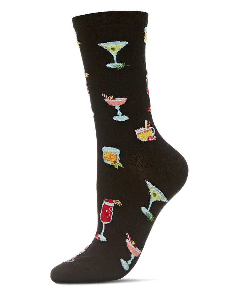 Totally Tipsy Crew Socks - Black