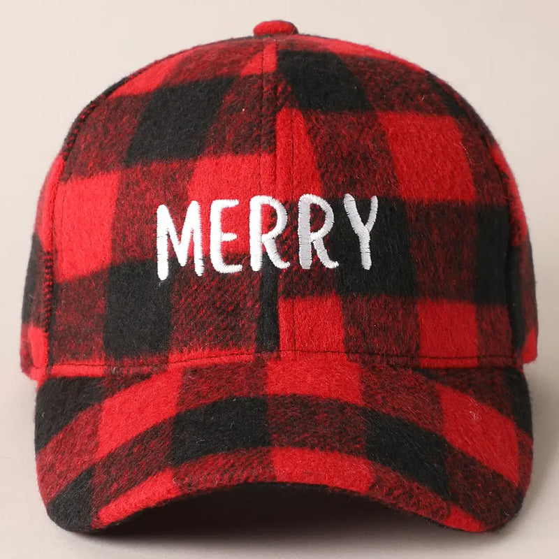 Buffalo Plaid "Merry" Ball Cap - Red