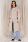 Midi Length Hooded Jacket - Beige